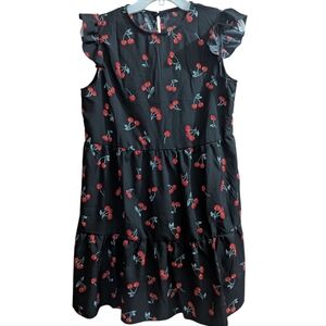 Women's Mini Dress Sz Small Mini Ruffle Sleeve Keyhole Back W-339